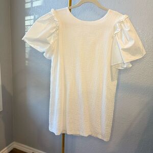 English Factory White Ruffle Sleeve Dress